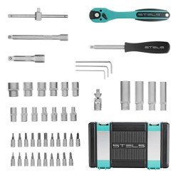 Комплект инструменти Stels, 47 части, CrV, стомана S2, 1/4", подсилен куфар